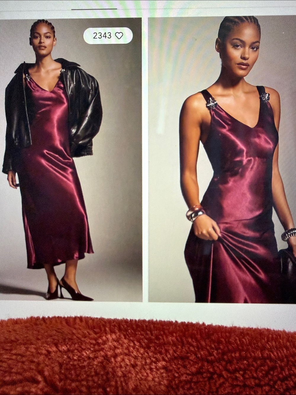 Anthropologie Satin Slip Midi Dress in Plum